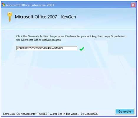 microsoft office 2007 activation code
